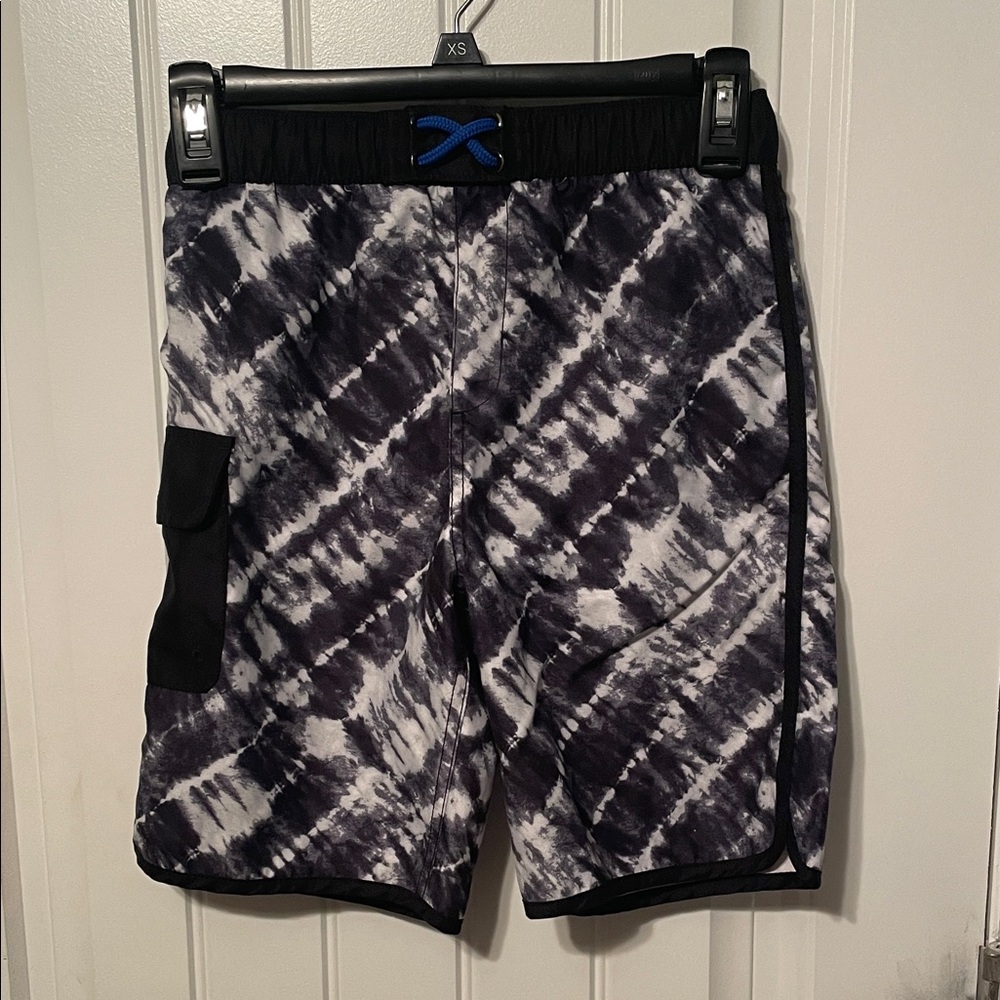 Lands' End Black and White Boy’s Swim Trunks Size 10 Slim - 12 Slim
